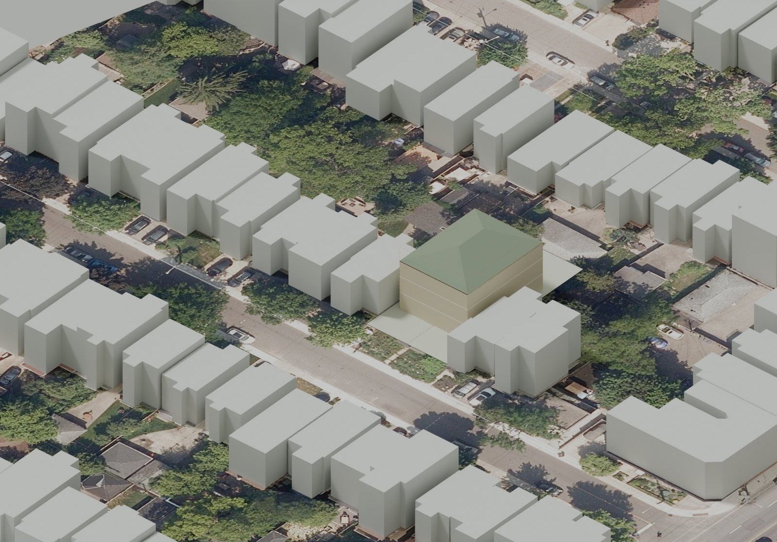 Option A from the street corner on the City aerial