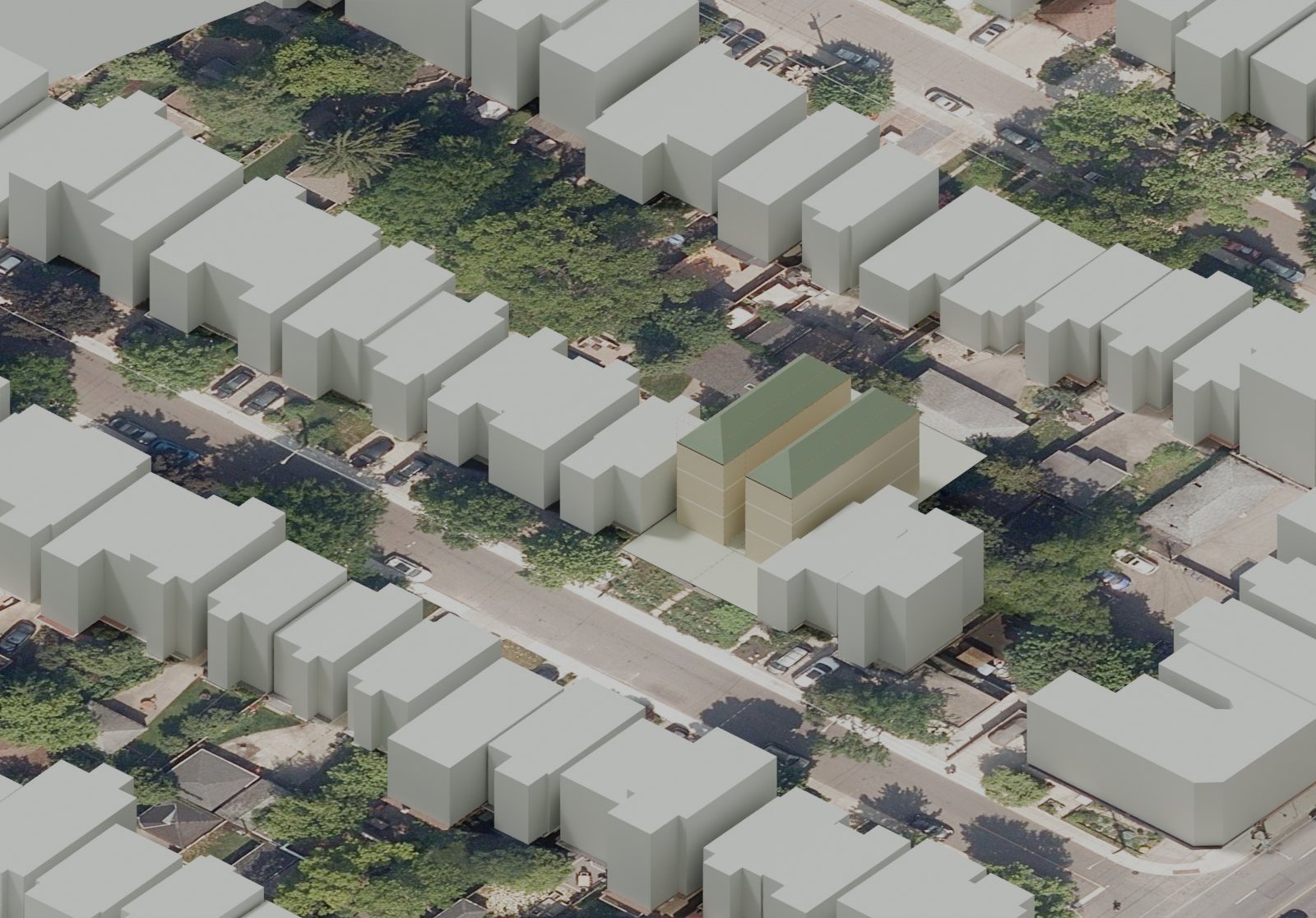 Option B from the street corner on the City aerial